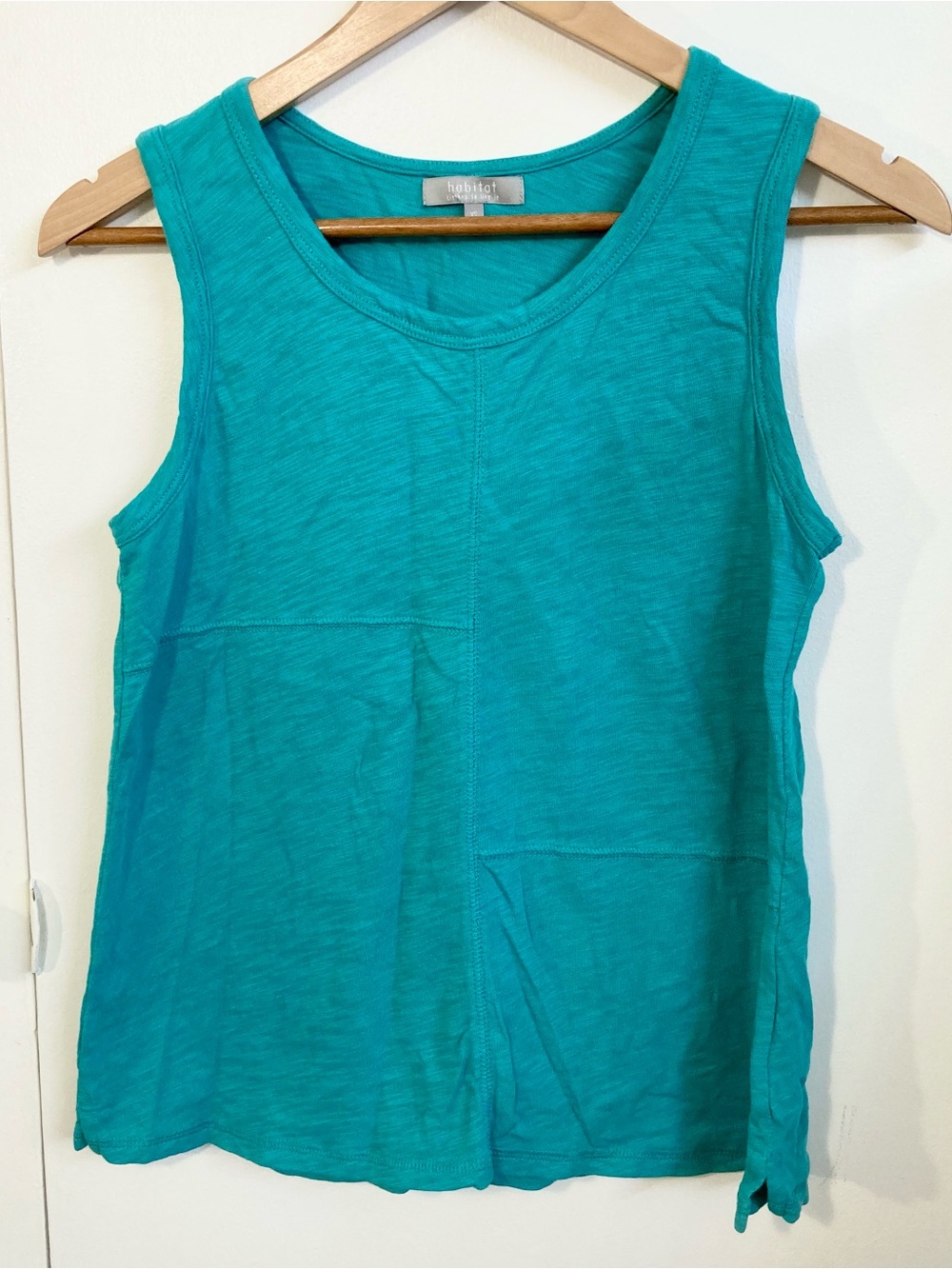 Habitat Cotton Slub Knit Patchwork Stitched Tank Top in Turquoise/Teal